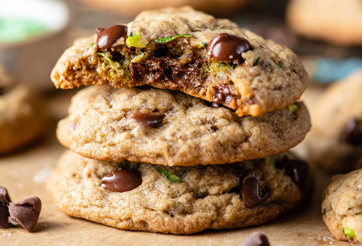 Una pila de galletas de avena y calabacín.